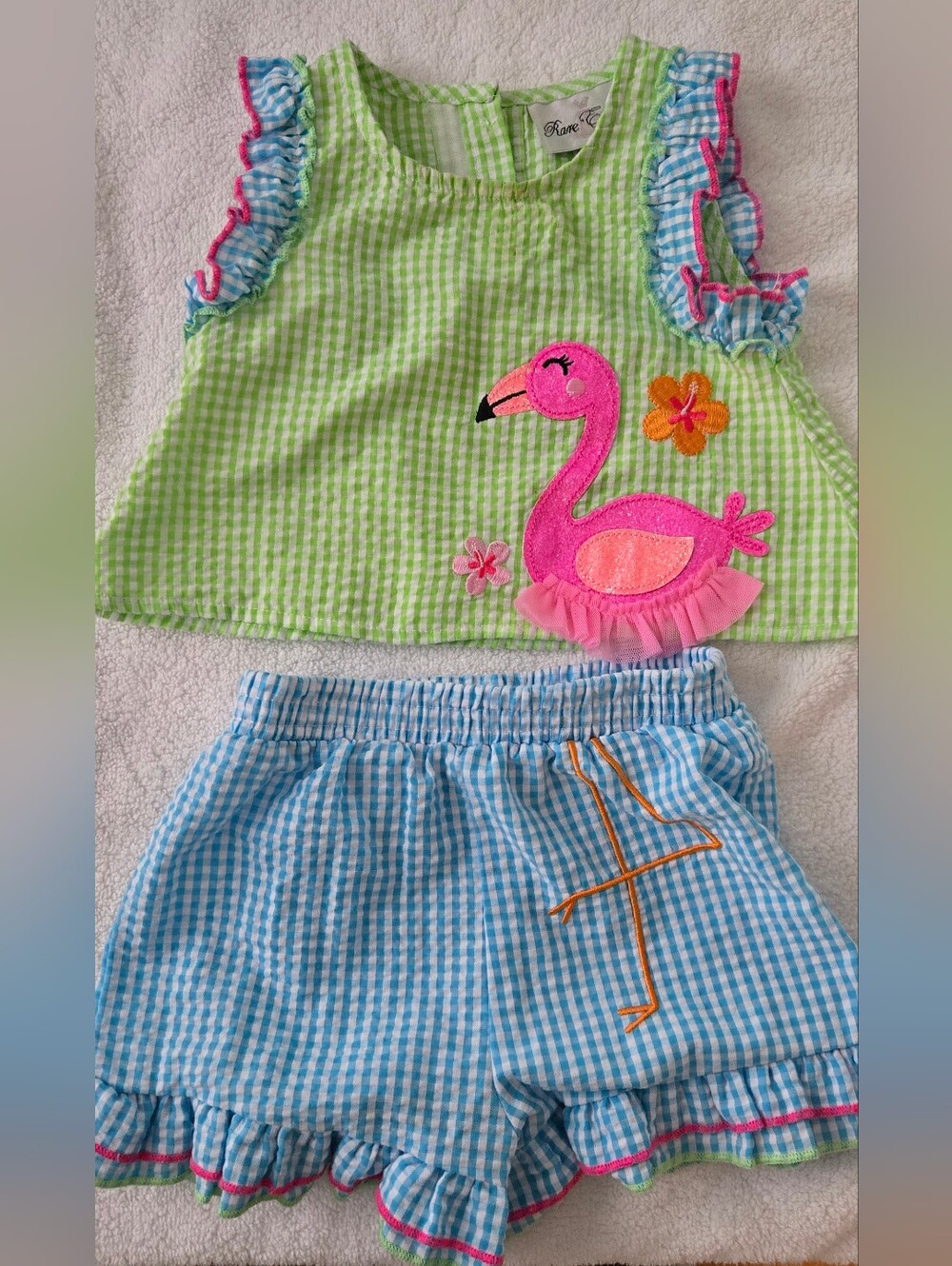 Girls' Flamingo Appliqué Tank Top And Short Set- 18 Months